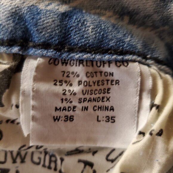 Cowgirl Tuff Rip It Bootcut Jeans Tuff Flex Womens 36 Long Med Wash Stretchy NWT - Picture 6 of 6